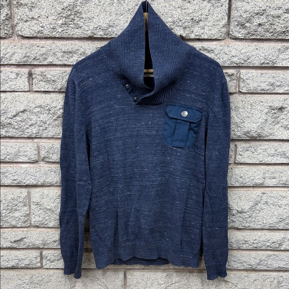 Mexx Dark Blue Turtleneck Sweater with Button Detail